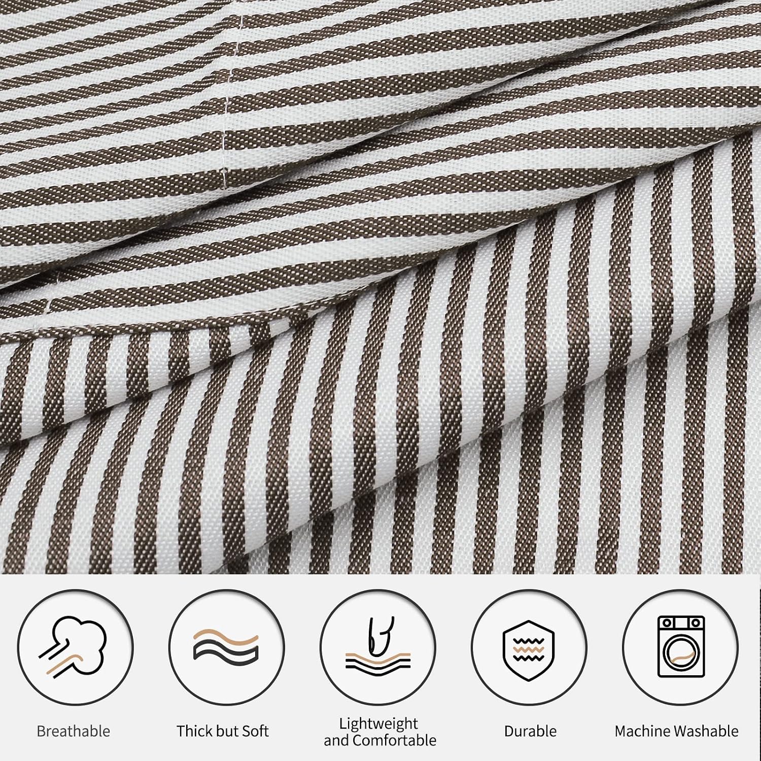 2 Pack Kitchen Cooking Aprons, Adjustable Bib Soft Chef Apron With 2 Pockets For Men Women(Black/Brown Stripes)