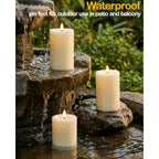 3"X4" Outdoor Waterproof Flameless Candles With Remote Timers Plastic | 2 Pack White Battery Operated Candles, Led Candles, Electric, Fake, Pillar Candles For Patio, Porch, And Lanterns Decor