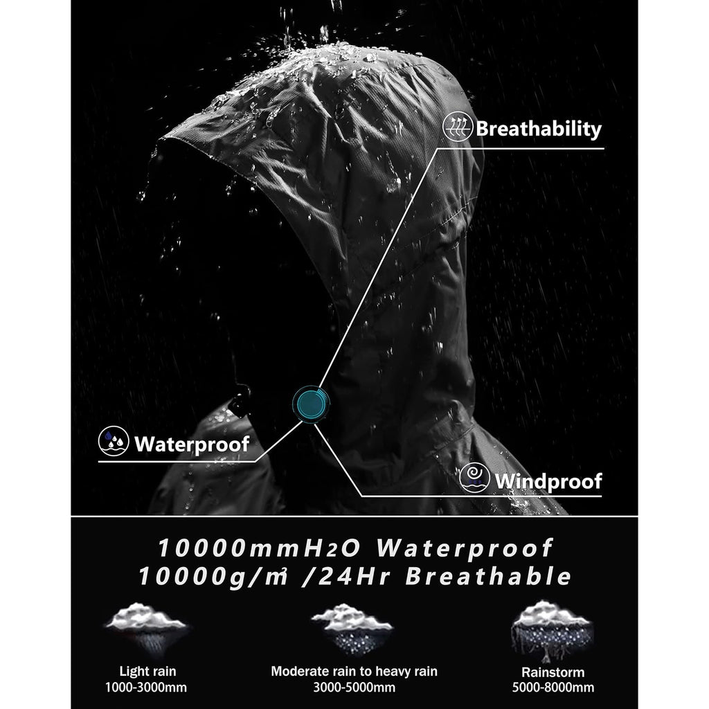 Outdoor Ventures Packable Rain Jacket Women Lightweight Waterproof Raincoat With Hood Cycling Bike Jacket