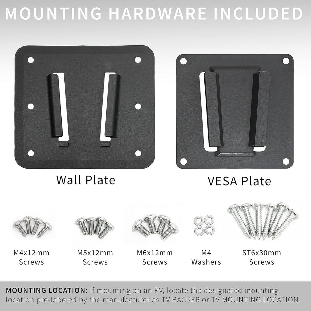 Vivo Black Rv Tv Mount For Screens Up To 43 Inches, Mount-Vwrv1 | Anti-Rust Quick Release Plastic Polymer Mount, Low Profile Wall Bracket For Camping, Vesa 100X100Mm, Holds 30 Lbs