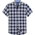 Alimens & Gentle Mens Plaid Short Sleeve Button Down Shirts Cotton Regular Fit Casual Gingham Shirts