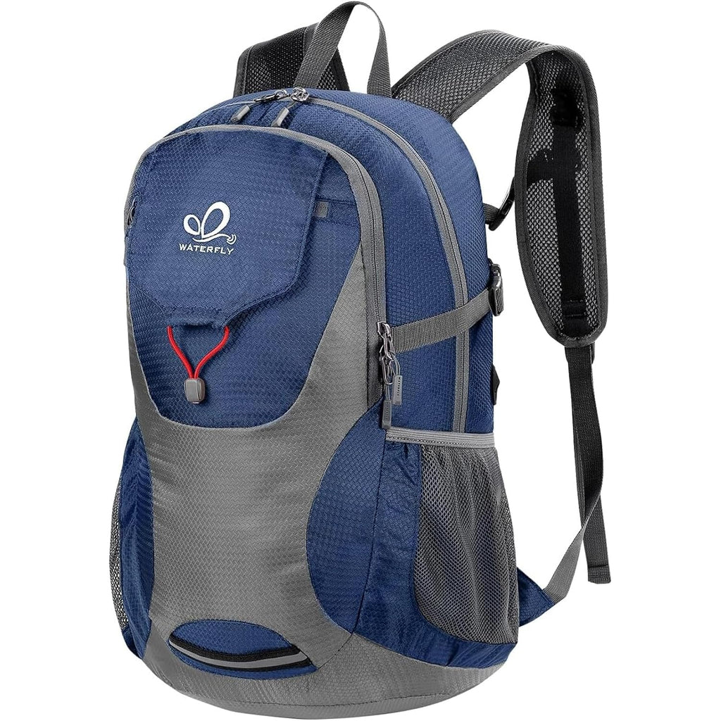 Waterfly Lightweight Packable Hiking Backpack, 30L Day Pack Blue | Water Resistant Foldable Travel Daypack With Multiple Pockets, Wet Pocket, Ultralight Day Pack For Woman Man, Everyday Carry