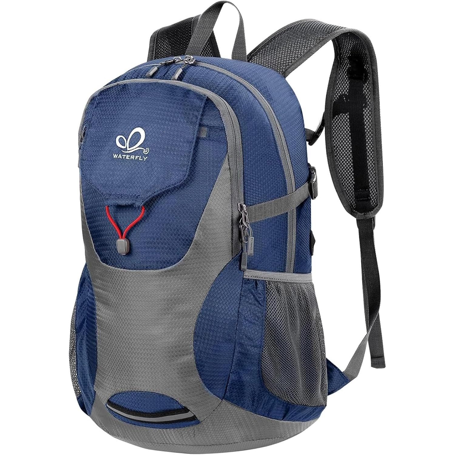 Waterfly Lightweight Packable Hiking Backpack, 30L Day Pack Blue | Water Resistant Foldable Travel Daypack With Multiple Pockets, Wet Pocket, Ultralight Day Pack For Woman Man, Everyday Carry