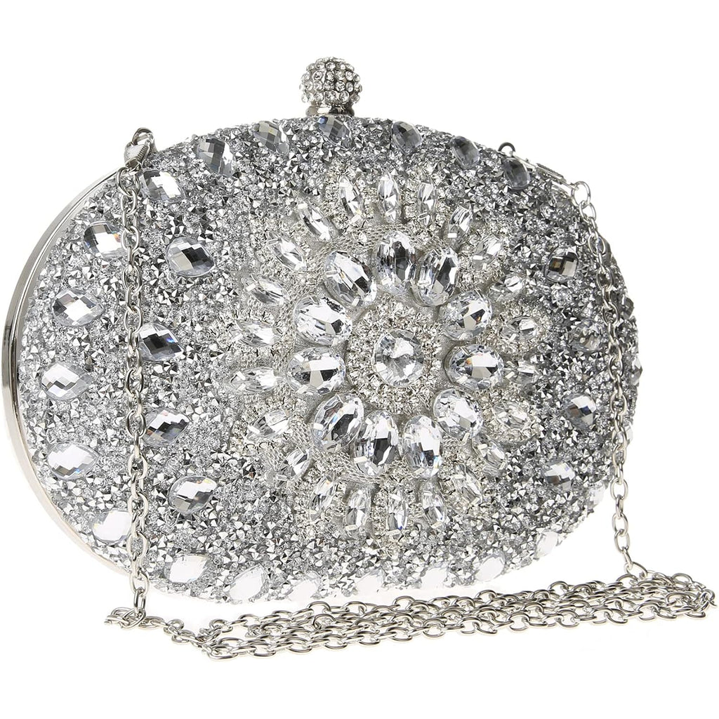 Womens Sparkly Rhinestone Glitter Clutch Purse Evening Handbag Shoulder Bag for Wedding Party Prom