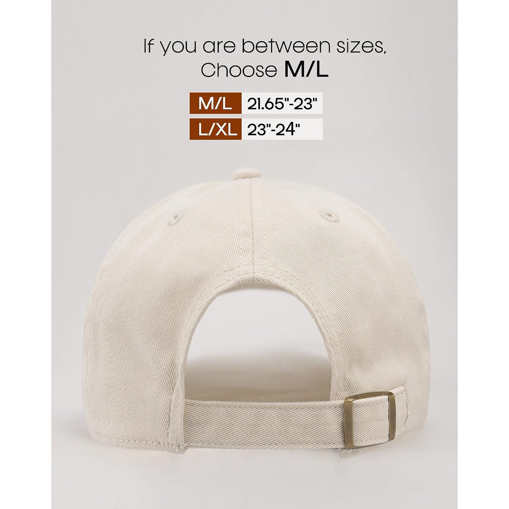 FURTALK Unisex Vintage Washed Unstructured Baseball Cap Washed Cotton Adjustable Dad Hat Beige