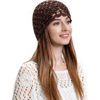 Zlyc Women Crochet Beanie Handmade Knit Flower Shiny Summer Vintage Skull Hat