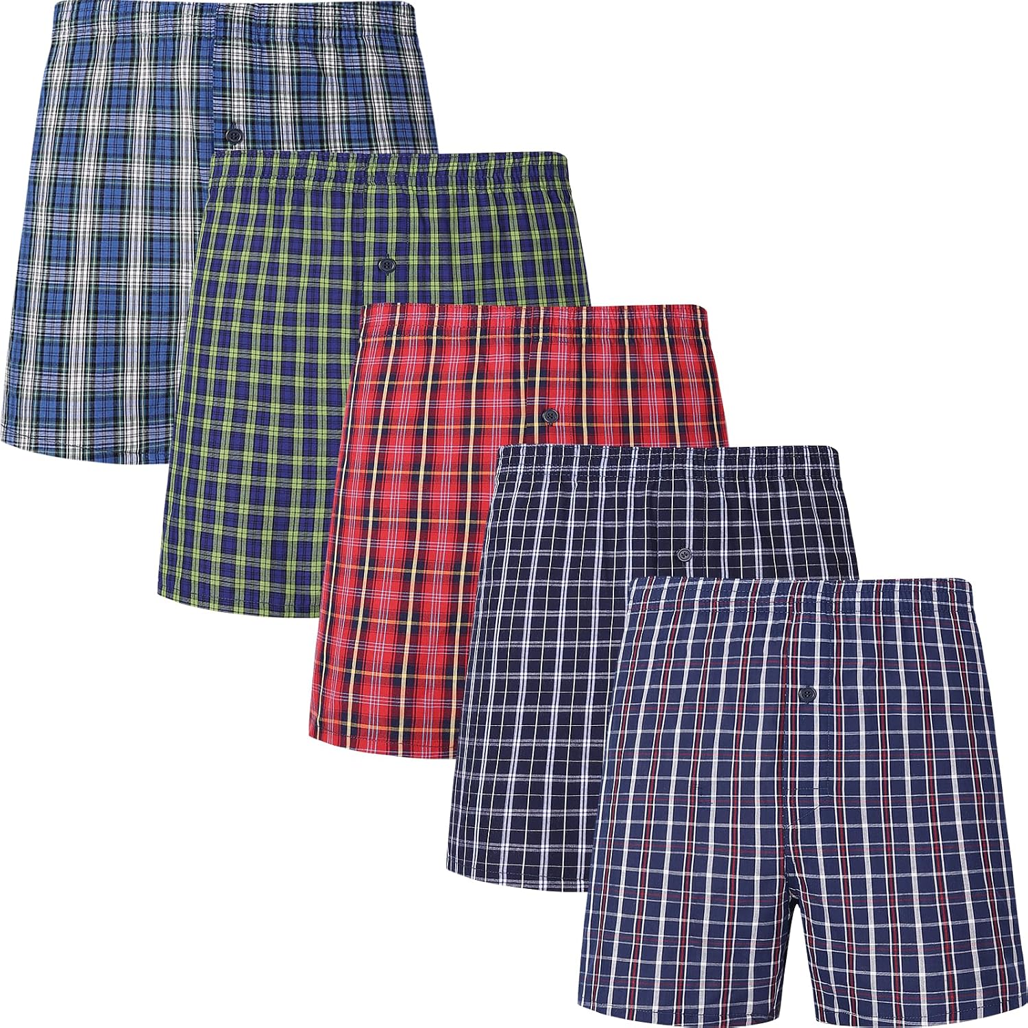 Men'S 100% Cotton Boxer Shorts, Men'S Classic Fit Woven Underwear, 5 Pack / 10 Pack