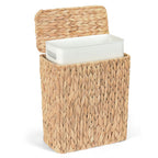 Iegrow Wicker Trash Can, Bathroom Trash Can With Lid, 3 Gallon Natural Water Hyacinth Waste Basket With Removable Liner, For Bedroom, Living Room, Toilet, Under Sink