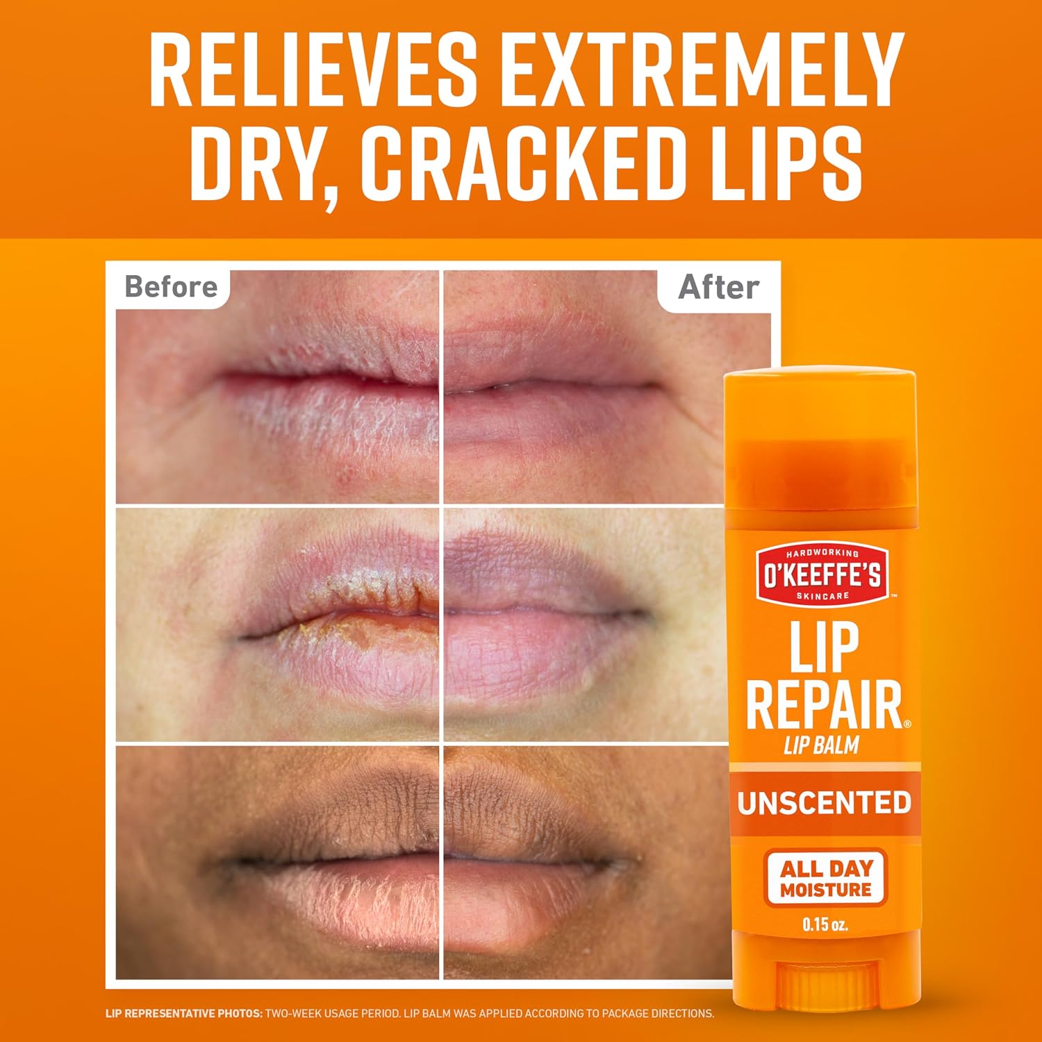 O'Keeffe'S Lip Repair Unscented Lip Balm For Dry, Cracked Lips - Stick (Twin Pack) - Moisturizer For Very Dry Lips