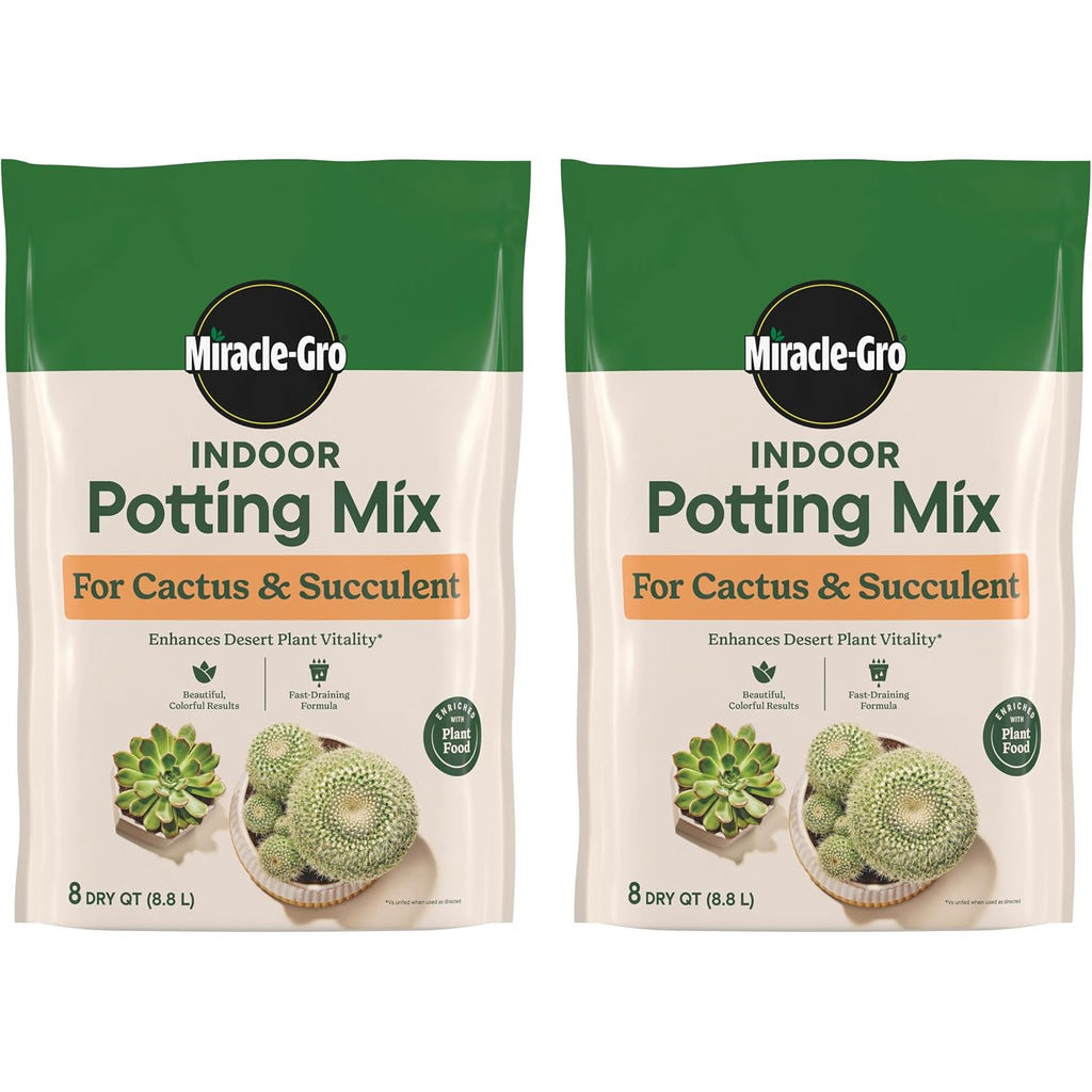 Miracle-Gro Cactus, Palm & Citrus Potting Mix, 8 Qt. (2-Pack) | For Indoor Or Outdoor Potted Plants, Great For Succulents