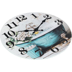 Bathroom Wall Clock,Rustic Style Waterproof Glass Shower Clock Wall Clock For Bathroom Pool Decor (8 Inch,Blue)