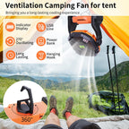 Portable Fan Rechargeable Battery Powered Fan,20000Mah Cordless Battery Operated Camping Fans With Led Light & Hook,Usb Personal Fans Outdoor Camping Essentials Beach Tent For Travel Reading