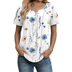 Zeagoo Womens Summer Tops 2026 Short Sleeve Shirts V Neck Pleated Tunic Tops Work Blouses Business Casual Outfits S-3Xl