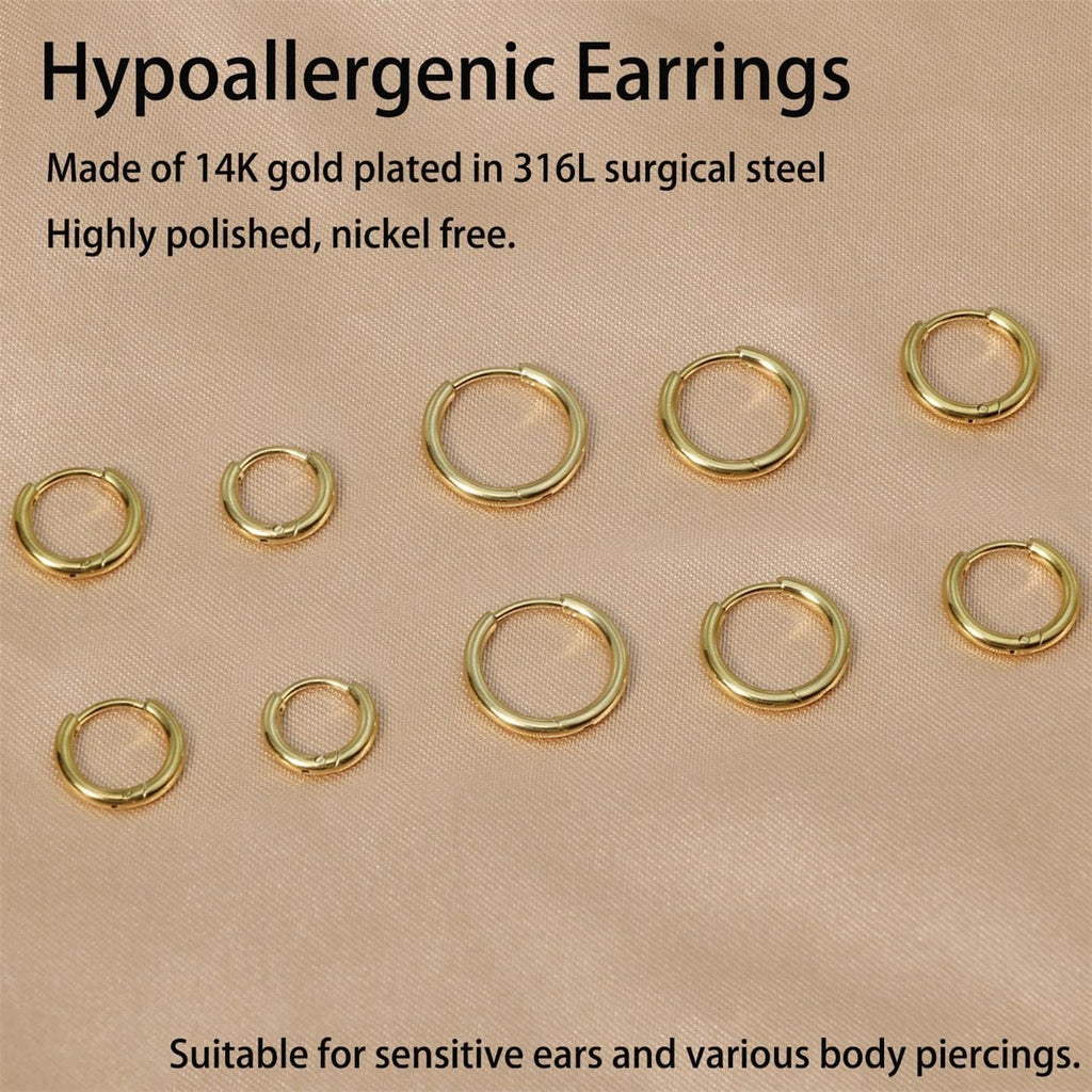 Small Gold Hoop Earrings Lightweight: Hinged Huggie Hoop Earrings for Lobe Cartilage Helix Tiny Hoops Earrings in Silver Black for Women Men