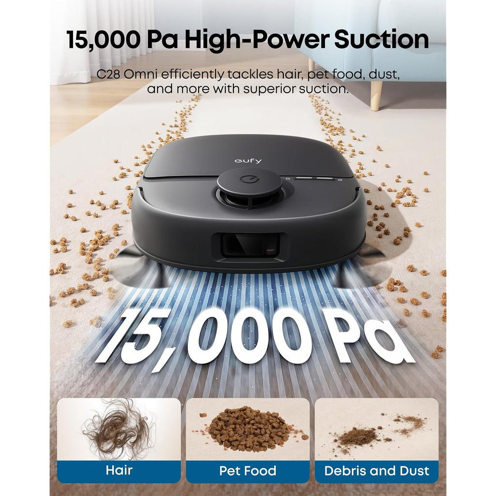 Eufy C28 Robot Vacuum And Mop Combo, 15,000 Pa, Hydrojet Roller Mop | Upgraded From X10 Pro, Zero-Tangle For Pet Hair, Auto Mop Washing&Drying, Self-Emptying&Refilling 2026 New