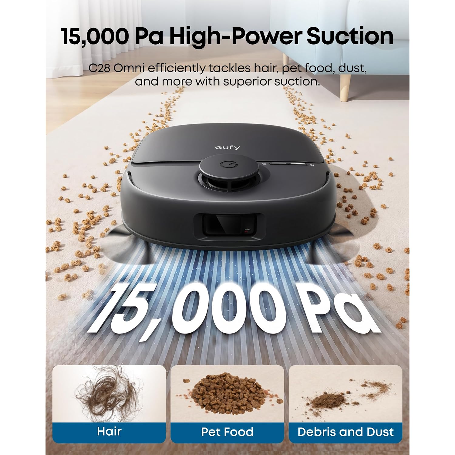 Eufy C28 Robot Vacuum And Mop Combo, 15,000 Pa, Hydrojet Roller Mop | Upgraded From X10 Pro, Zero-Tangle For Pet Hair, Auto Mop Washing&Drying, Self-Emptying&Refilling 2026 New