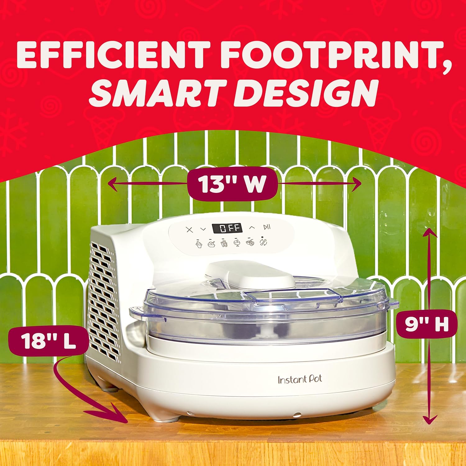 Instant Pot Instantchill Ice Cream Maker With Built‑In Compressor, No Pre‑Freezing, Real Ice Cream In Minutes*, Gelato, Sorbet, Rolled, Non‑Dairy, Mix‑Ins, Easy Clean Up, Quiet, Makes Up To 2 Pints