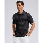 Men'S Golf Shirt Short Sleeve Dry Fit Polo Moisture Wicking Print Collared Golf Shirts For Men Casual Lightweight