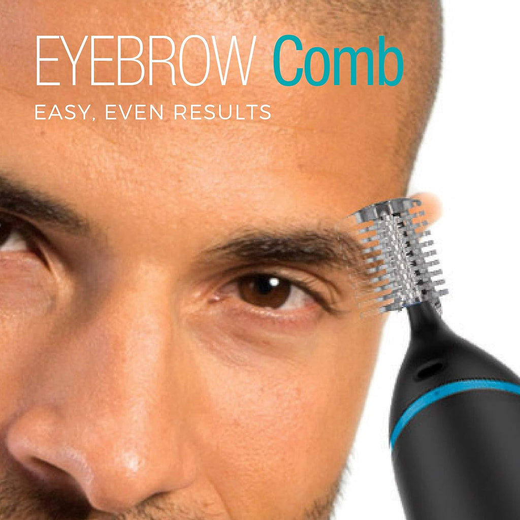 Remington Nose, Ear & Eyebrow Trimmer – Dual Edge Precision Blades, CLEANBoost Easy-Clean System, Waterproof Wet/Dry Groomer, Rotary + Detail Heads, Eyebrow Comb Included
