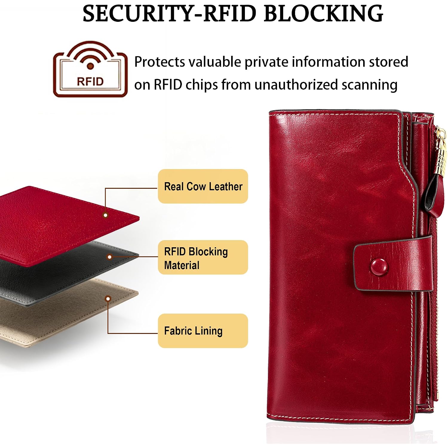 Yaluxe Women'S Genuine Leather Wallet Rfid Blocking Multi Card Holder With Cell Phone Pocket Mothers Day Gifts