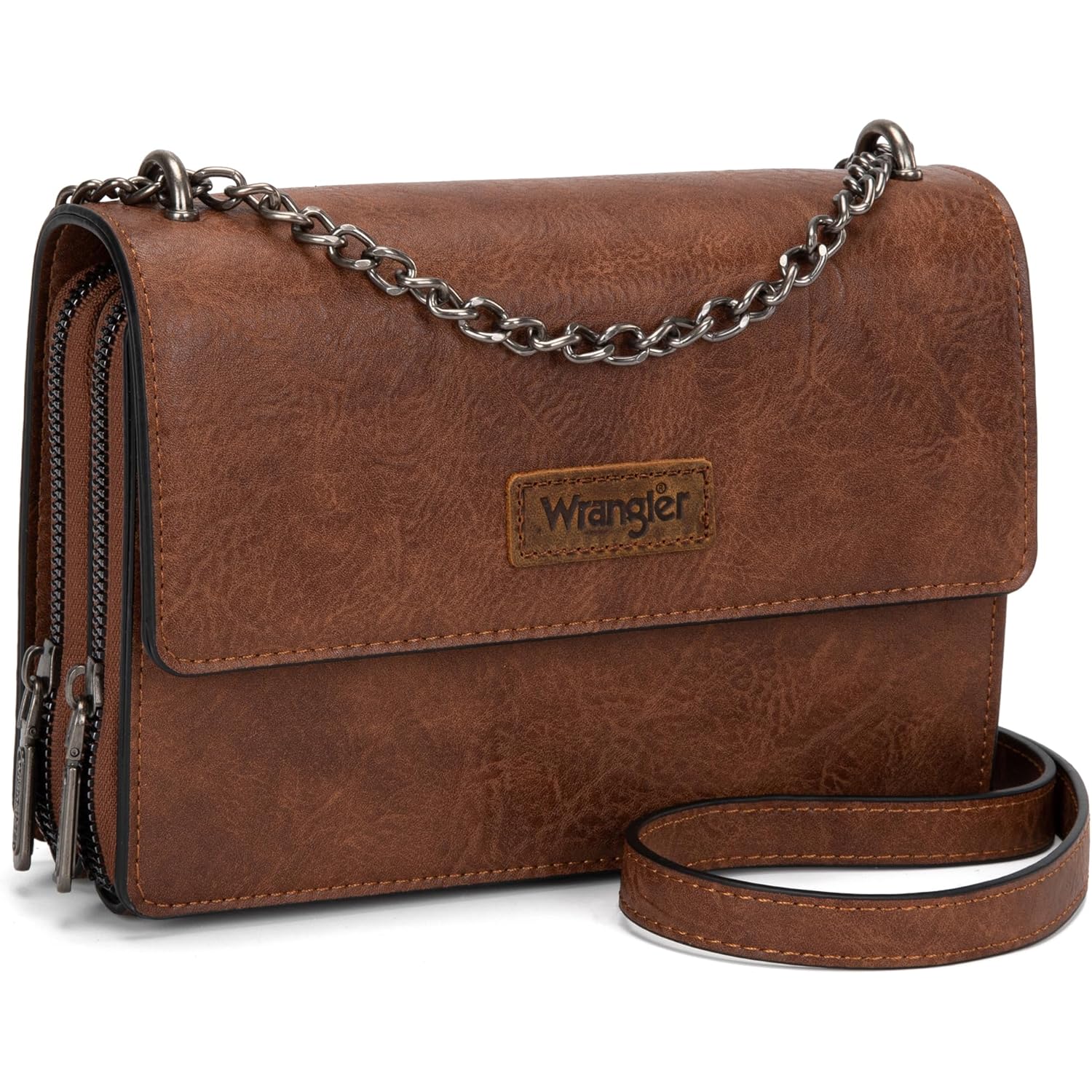 Wrangler Flap Crossbody Purse for Women Shoulder Bag Vintage Wallets with Chain Strap