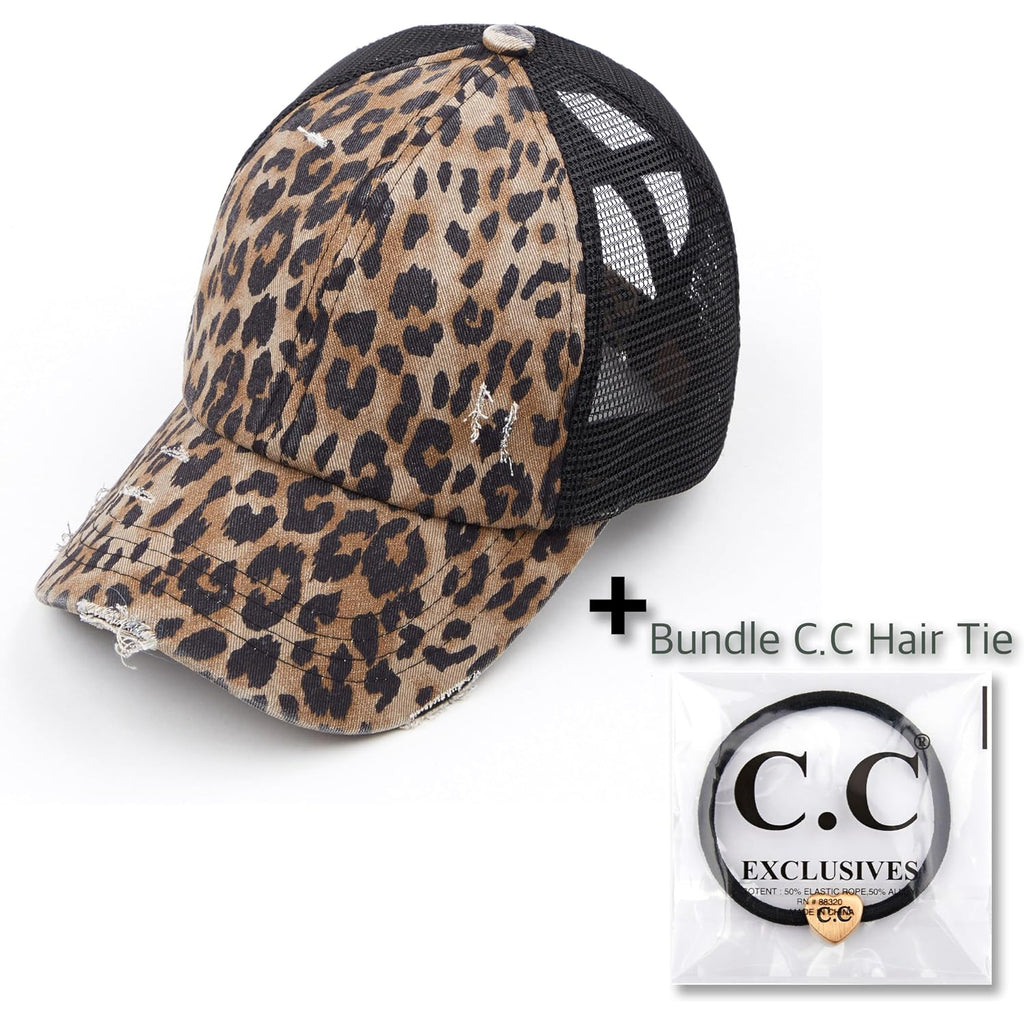C.C Ponycap Messy High Bun Ponytail Adjustable Glitter Mesh Trucker Baseball Cap