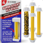Fly Stick Sticky Fly Traps For Indoors Outdoor 4Pk. Non-Toxic Super Sticky Hanging Flies Catcher Paper Tape Strips For Home. Catches All Bugs And Gnats. Indoor Outdoor House Flying Insect Trap.