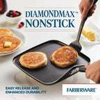Farberware Cookstart Aluminum Diamondmax Nonstick Square Griddle Pan, 11-Inch, Black