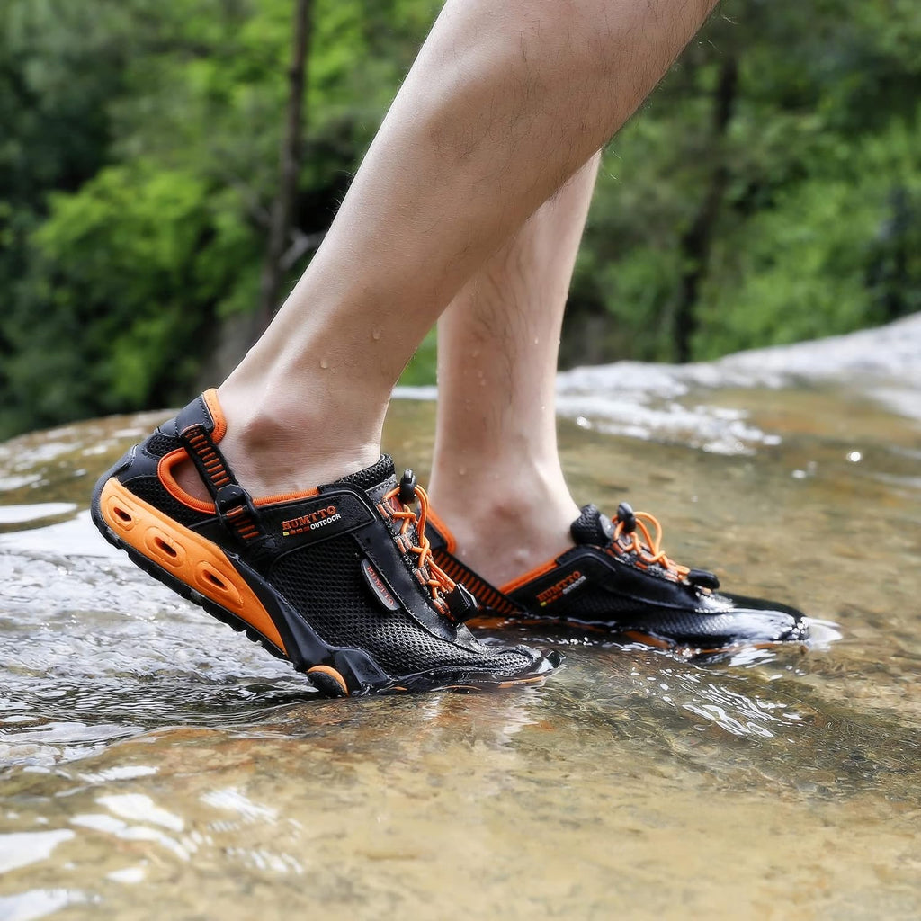 Humtto Men'S Amphibious Water Shoes - Hiking Sandals For Men Outdoor Water Sandal Closed Toe Non-Slip River Shoes Summer Quick Drying Aqua Shoe