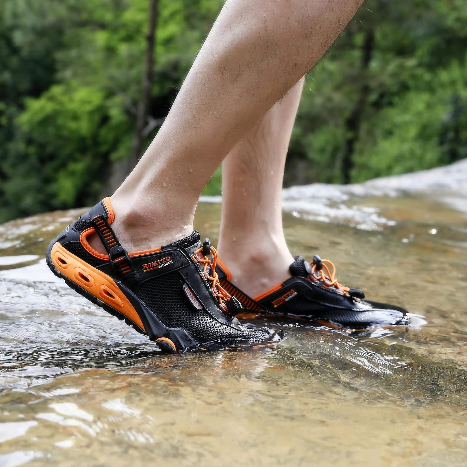 Humtto Men'S Amphibious Water Shoes - Hiking Sandals For Men Outdoor Water Sandal Closed Toe Non-Slip River Shoes Summer Quick Drying Aqua Shoe