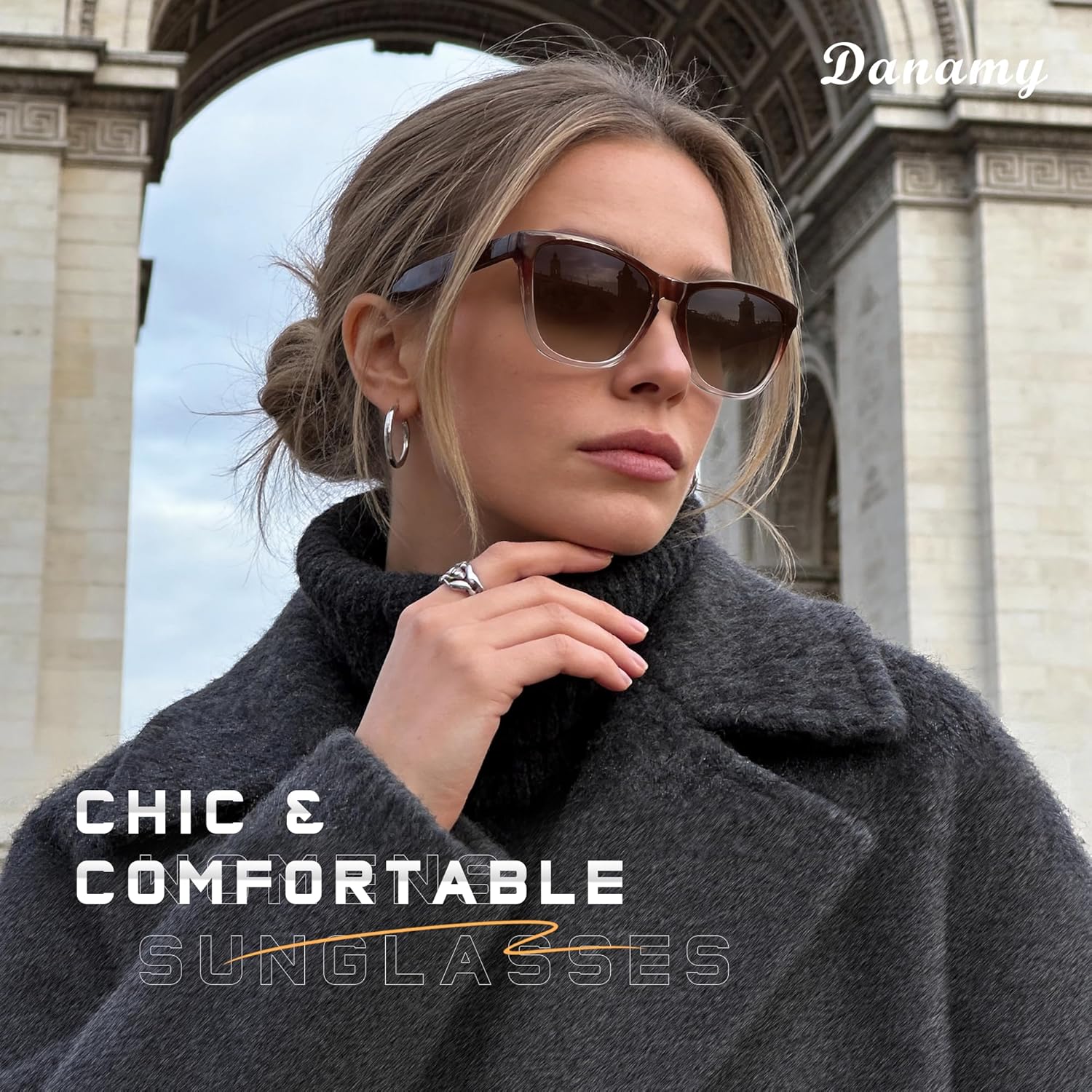 DANAMY Sunglasses Womens Polarized Sunglasses for Women Trendy Designer Mirrored UV400 Protection Sun Glasses