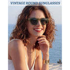 BIRCEN Womens Round Polarized Sunglasses: Retro Acetate Sun Glasses UV400 Protection Shades for Driving Beach Daily Wear