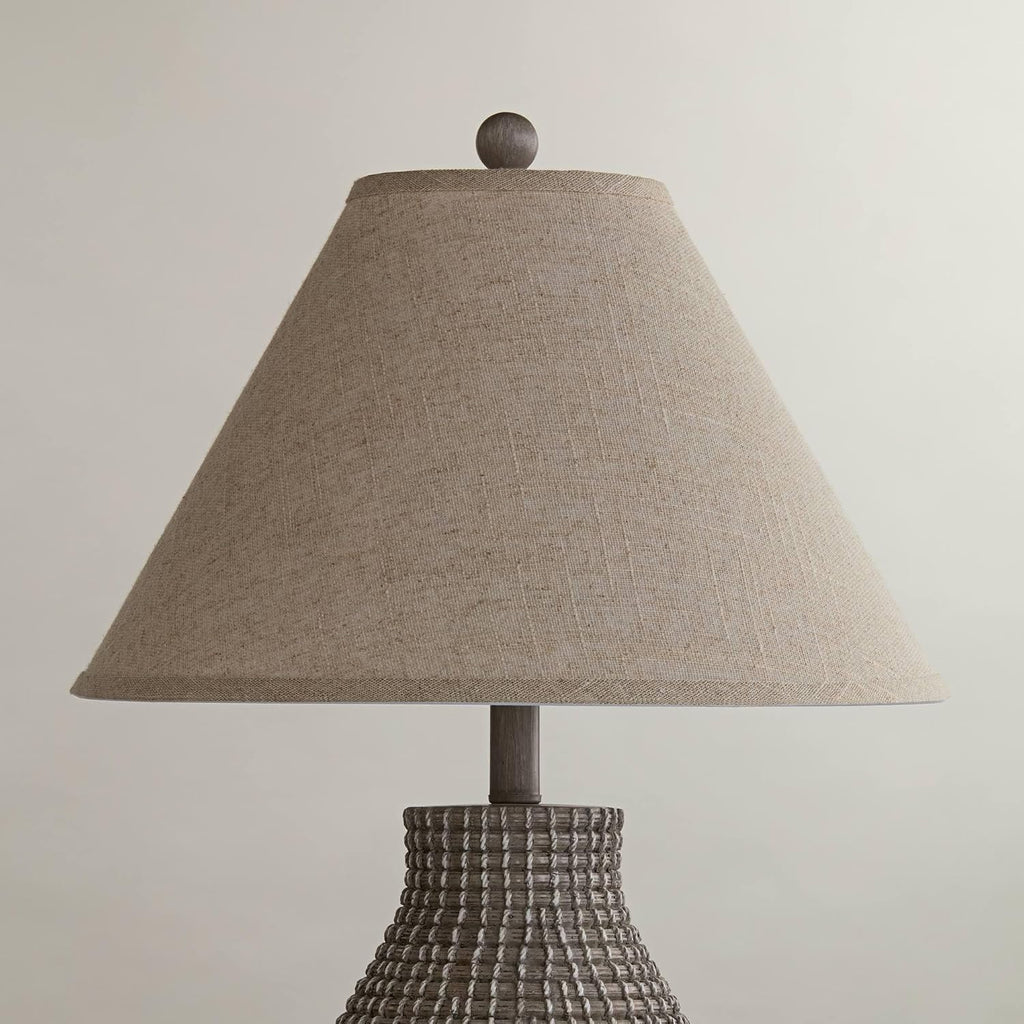 6" Top X 17" Bottom X 11 1/2" High X 11 1/2" Slant Lamp Shade (Pre-Assembled) Replacement Large Beige Brown Empire Round Rustic Farmhouse Western Fine Burlap Fabric Spider Harp Finial