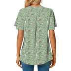 Anyally Women's Summer Dressy Chiffon Blouses V Neck Ruffle Short Sleeve Tunic Tops for Leggings Casual T-Shirts