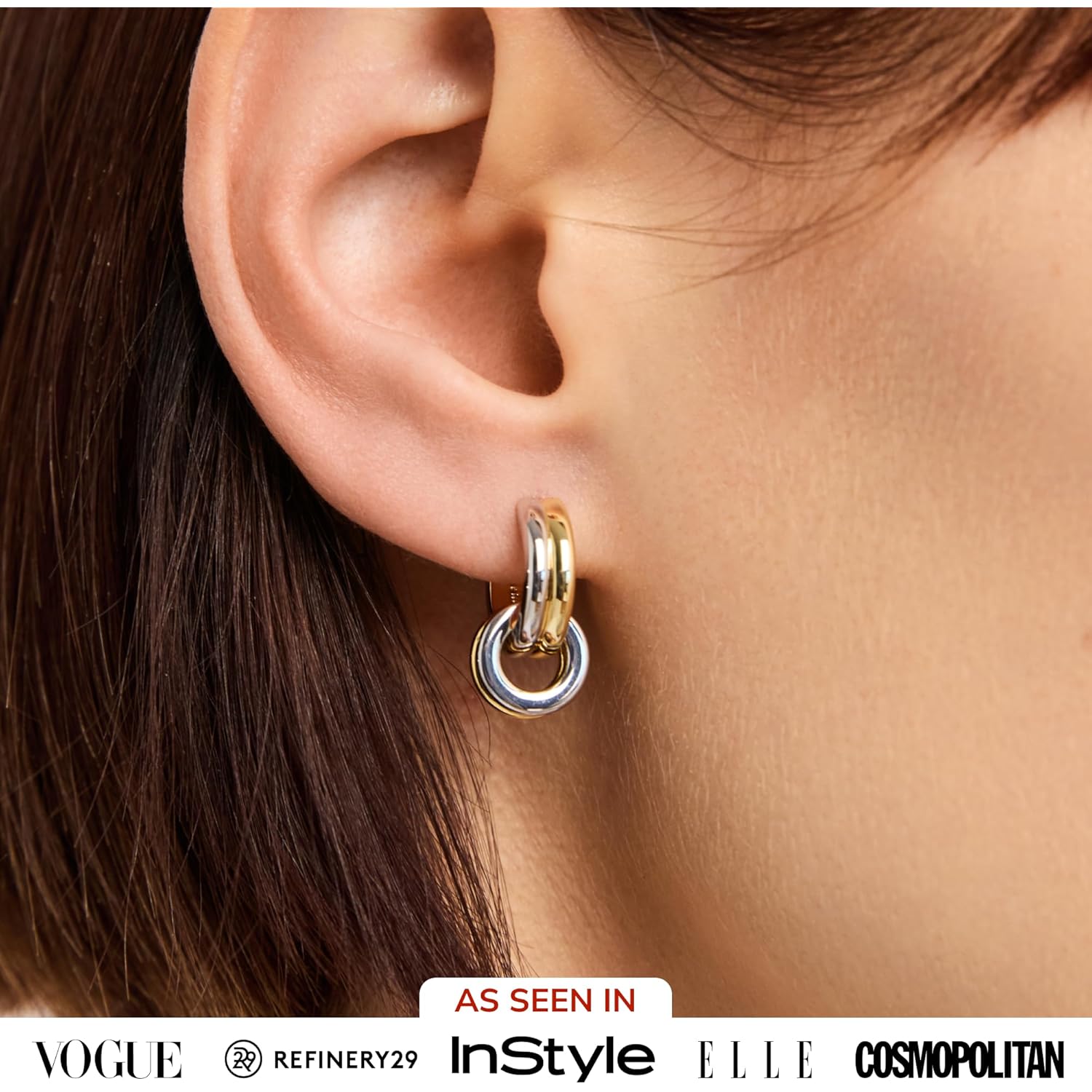 Ana Luisa Asher Small Huggie Hoop Earrings for Women - 14K Gold Plated, Silver Rhodium Plated and Two Tone Styles - Hypoallergenic, Tarnish-Free - Ana Luisa Jewelry - Stylish Gold Hoop Earrings