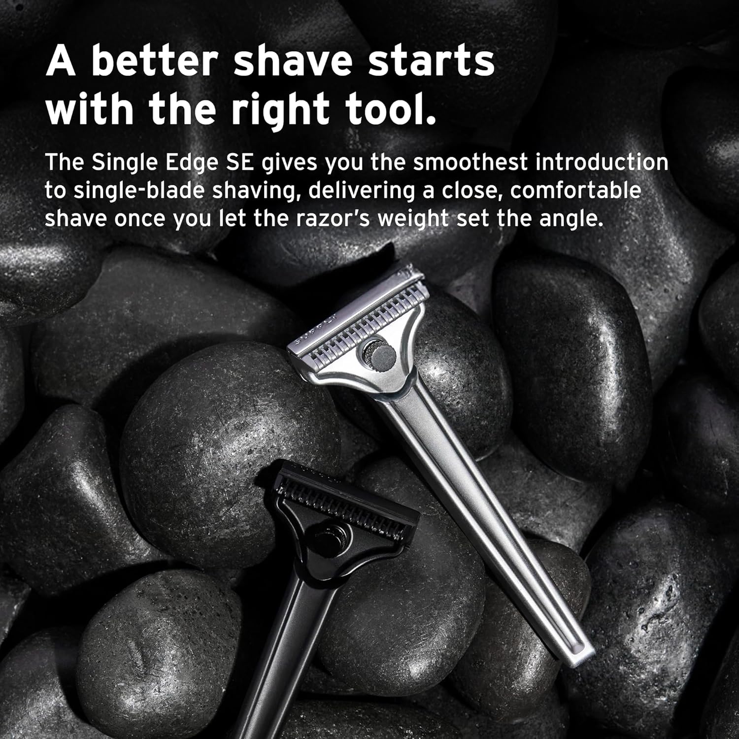 SUPPLY Single Edge SE Blade Refills for Men – Pack of 8 Japanese-Made Black Label Injector Razor Blades – Fits the SUPPLY SE Razor, 10-12 Shaves Each