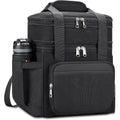 Insulated Lunch Bag & Lunch Box For Men - Double Deck Reusable Lunch Bag For Women Tote Cooler Bag Leakproof Soft Expandable - Large Lunchbox For Work/Adult/Picnic/Outdoor (Black，15L)