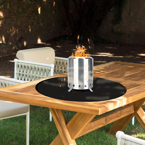 20" Tabletop Fire Pit Mat For Solo Stove Mesa Xl, Table Top Protector-Black | 1800°F Fiberglass, Dual Silicone, Waterproof, Oilproof, Anti-Slip Base, Anti-Curl Mat For Patio, Camping, Deck, Ember Guard