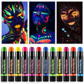 12 Pack Glow Face Body Paint,Neon Body Paint Sticks,Glow In The Dark Paint Under Uv Black Light,Makeup Face Painting Kit Professional Party Supplies For Halloween,Christmas,Birthday Party