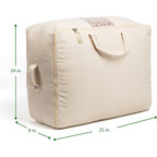 Soft Canvas Storage Bags With Zipper. Thick Breathable, 2Pc King/Queen Comforter Organizer. Four Carrying Handles And Window. Large 25X19X9In Bag For Sheets Blankets Bedding Pillows, Clothes