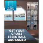 Magnetic Cruise Organizer | 15 Large Durable Pockets, Shoe Over The Door Organizer For Cruise, 3-Strong Anti-Scratch Magnets, Cruise Essentials 2026