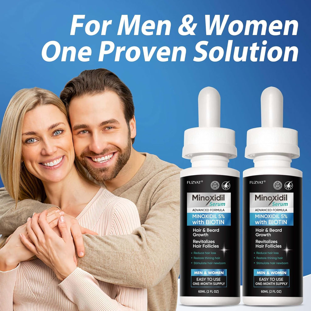5% Minoxidil for Men, Minoxidil for Women Hair Growth Treatment, Beard Growth Serum, Biotin & Castor Oil Enriched,Strengthens Weak Roots, Repairs Thinning Hair (120ml)