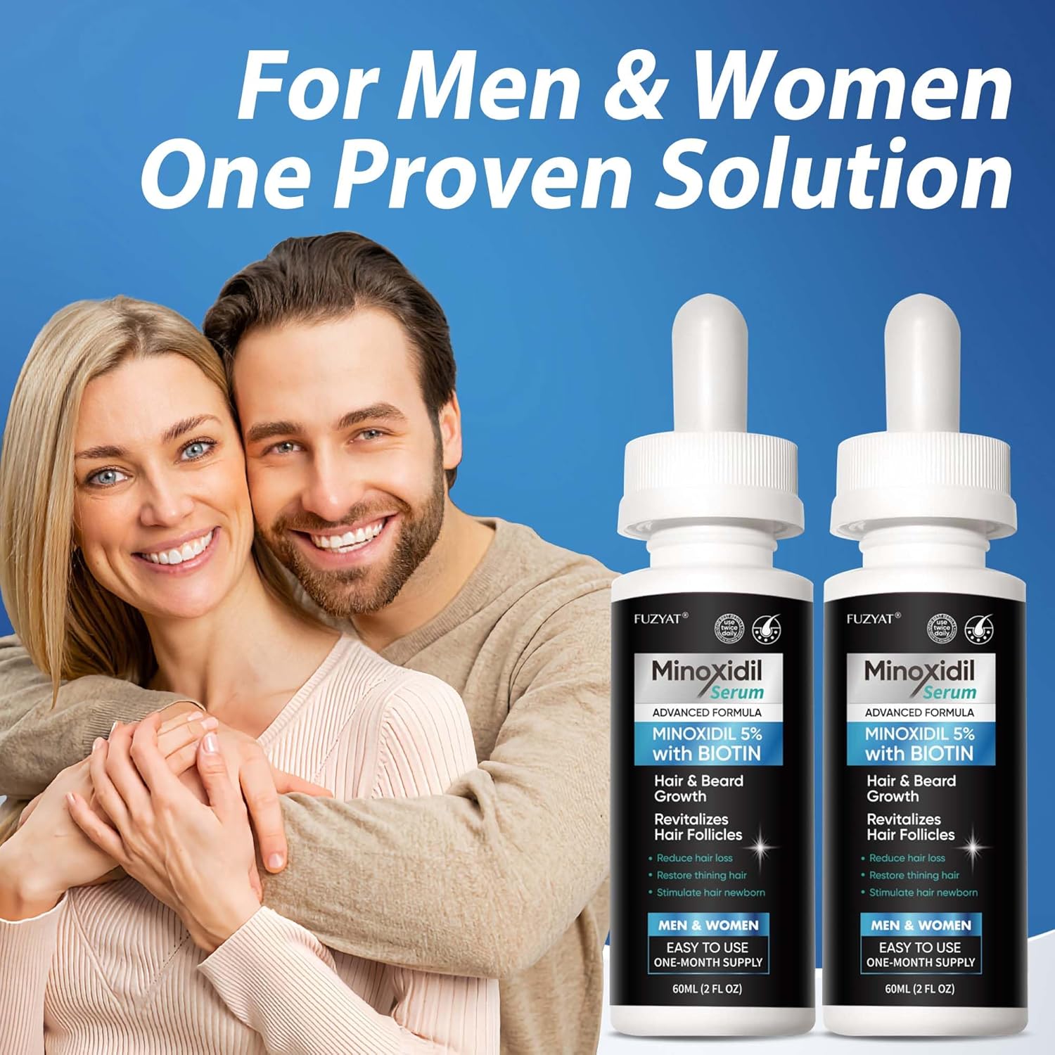 5% Minoxidil for Men, Minoxidil for Women Hair Growth Treatment, Beard Growth Serum, Biotin & Castor Oil Enriched,Strengthens Weak Roots, Repairs Thinning Hair (120ml)