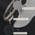 Scalloped Easy Jute 3x5 Outdoor Rug, Washable Rugs for Entryway Black Front Door Mat, Farmhouse Neutral Non Slip Indoor Carpet for Patio Living Room Backyard
