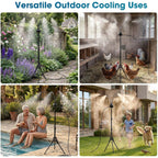 5.3Ft Standing Misters For Outside Patio,Misting Cooling System With 26.5Ft Water Line & 6 Brass Nozzles,Adjustable Height Portable Water Mister For Patio, Bbq, Pool, And Water Activities