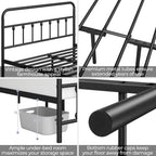 Yaheetech Queen Bed Frame With Headboard, Victorian Vintage Black Iron