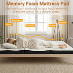 Foldable Mattress Twin Memory Foam Tri Folding Pad Washable, 75X38X4" White