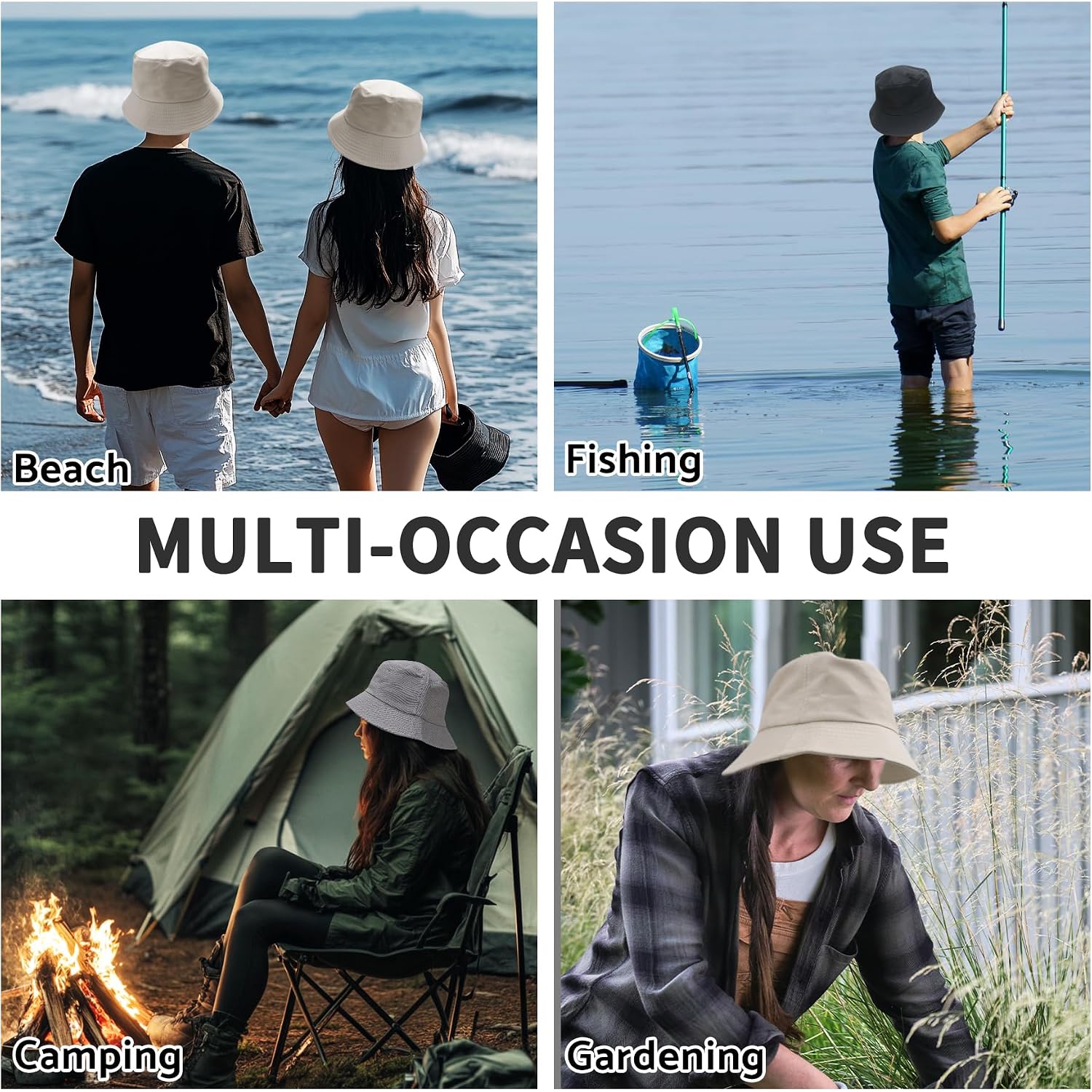 Bucket Hats for Men Women Packable Foldable Sun Hats for Women Beach Travel Cap Blue
