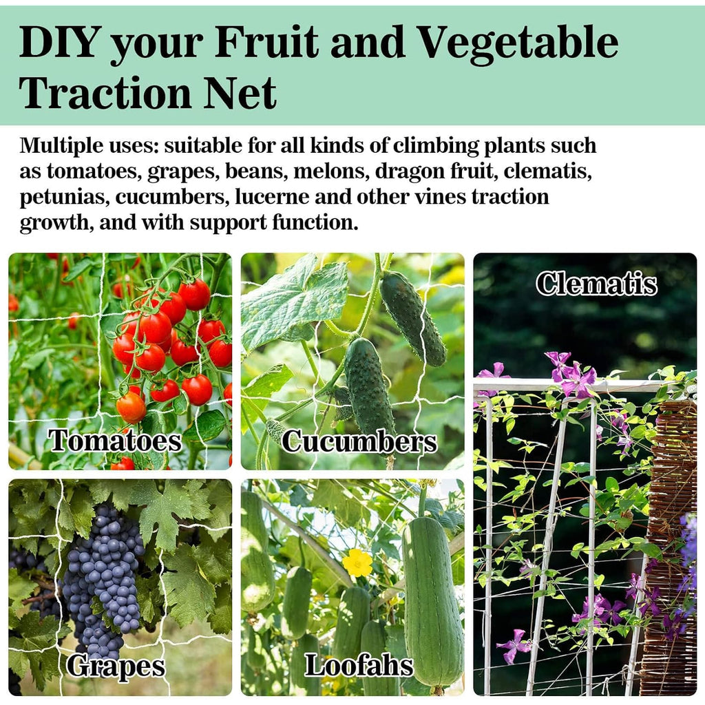 Sukh Trellis Netting For Climbing Plants - 5 X 15 Ft Garden Net, 2 Pack | Polyester Plant Netting Support For Cucumbers & Tomato, Soft & Duarable, White Garden Nets For Vines, Vegetables & Fruits