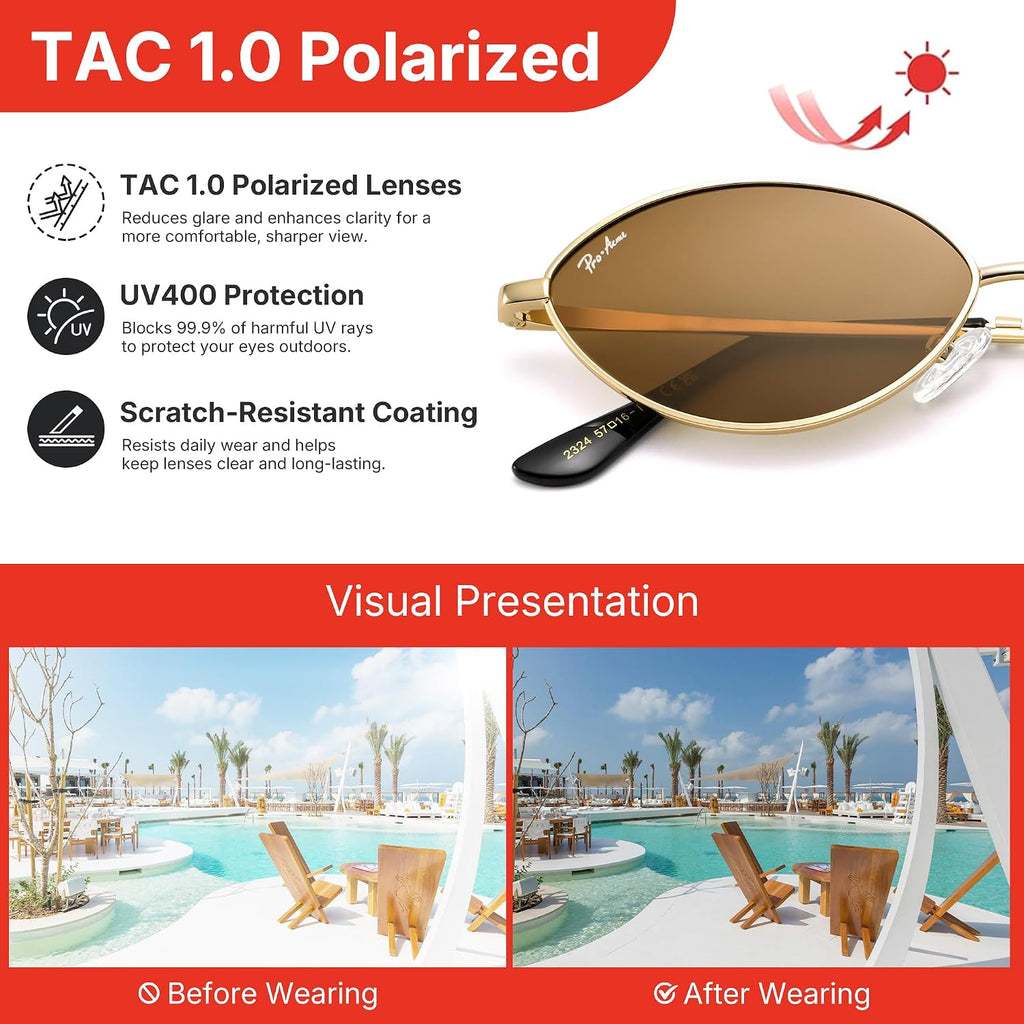 Pro Acme Retro Oval Small Cat Eye Sunglasses For Women, 90S Polarized Trendy Shades, Y2K Fashion Glasses